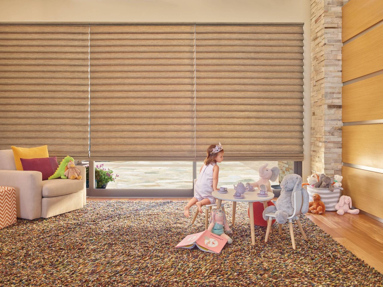 Hunter Douglas Vignette® Roman Shades in a kids room near Portland and Gresham, Oregon (OR)