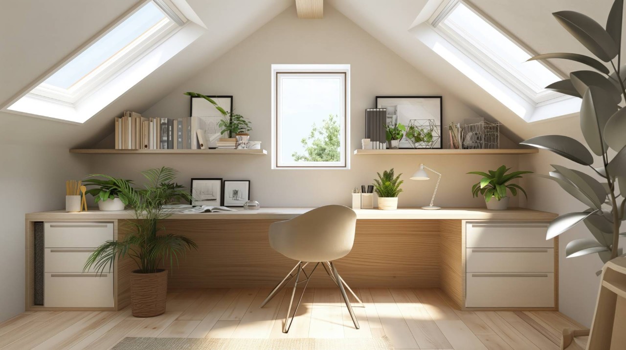Converted attic with ceiling window near Gresham and Portland, OR